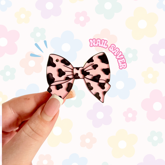 Nail Saver - Pink & Black Moomoo Bow