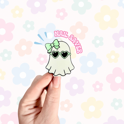 Nail Saver - Chill Ghost Green Bow