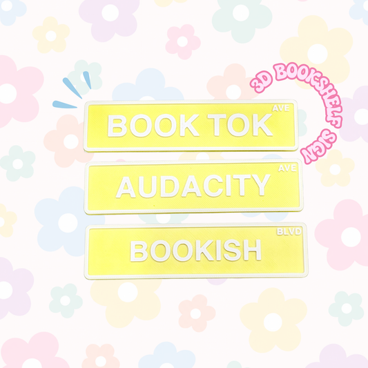 Yellow & White - Bookshelf Sign